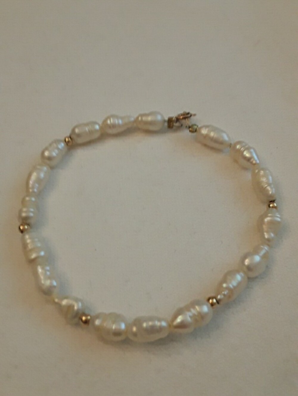 Pearl bracelet with 14k gold clasp and beads